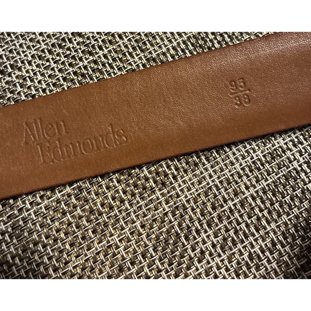 New Allen Edmonds 38 Belt Brown Basket Weaved Calfskin Leather Solid Brass - Picture 3 of 9